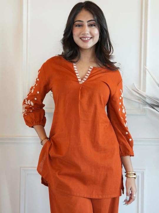 Suppar Sleave Women Solid Rayon Co-Ord Set - Image 2