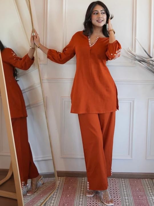 Suppar Sleave Women Solid Rayon Co-Ord Set - Image 5