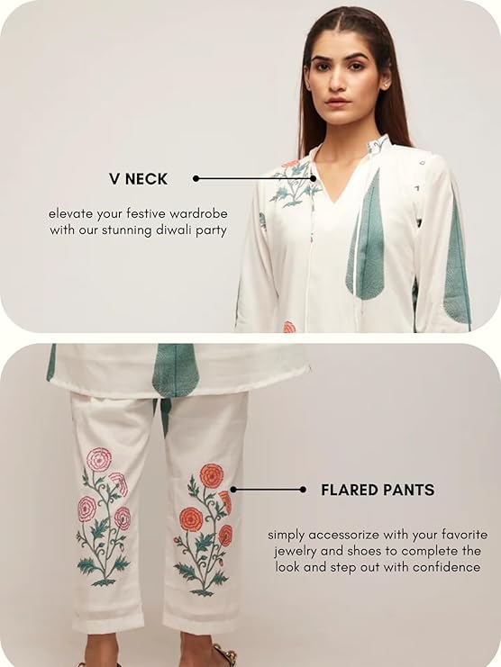Leriya Fashion White Kurti Set for Women - Image 2