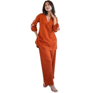 Suppar Sleave Women Solid Rayon Co-Ord Set
