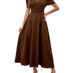 Shasmi Girl's & Women's Solid Color V-Neck A-Line Maxi Dress for Women |