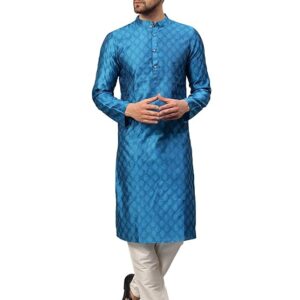 Men’s Silk Chikankari Kurta with Cream Churidar