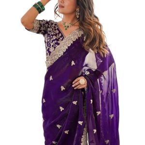 SIRIL Women's Tissue Silk Sequence Embroidery Saree