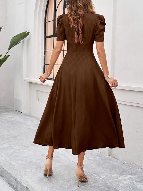 Shasmi Girl's & Women's Solid Color V-Neck A-Line Maxi Dress for Women | - Image 5