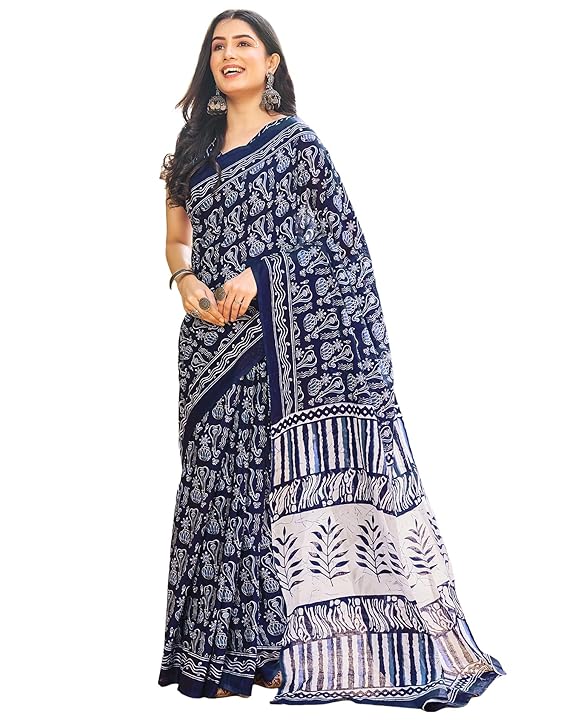 Women's Cotton Printed Ready To Wear One Minute Saree