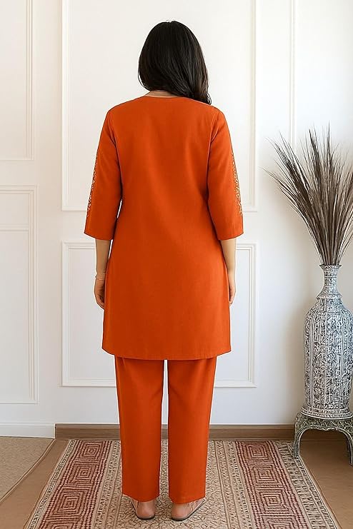 Suppar Sleave Women Solid Rayon Co-Ord Set - Image 4
