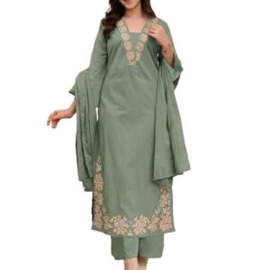 Pure Cotton Embroidered Kurta Set for Women