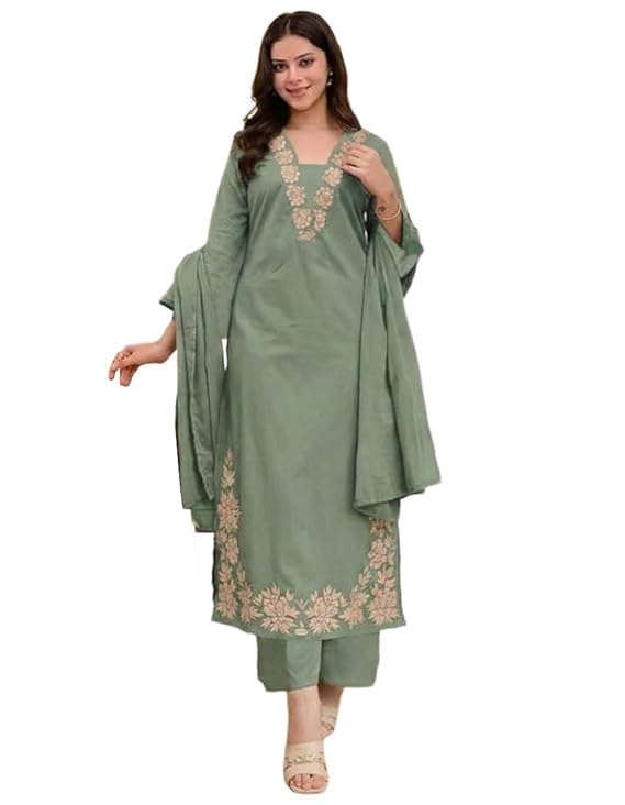 Pure Cotton Embroidered Kurta Set for Women