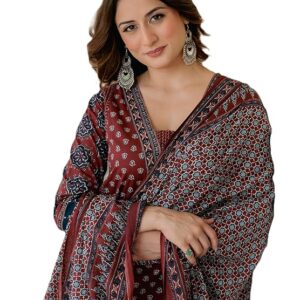 Arayna Women's A-Line Kurta Set with Pant and Dupatta for Women
