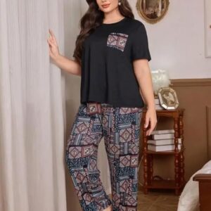 Celary Women's Cotton Blend Printed Night Suit Set