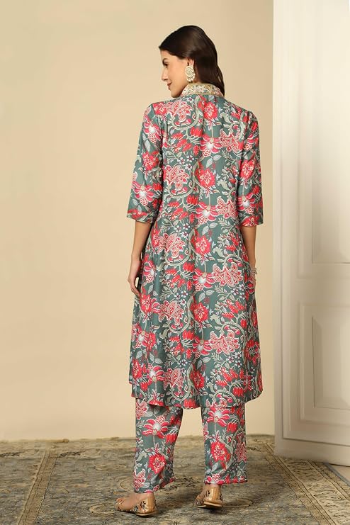 GRECIILOOKS women's printed cotton kurta set
